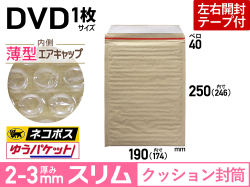 薄型【１箱（６００枚）】(＠13.20円) クッション封筒薄型エアキャップスリム（DVD1枚　茶色）